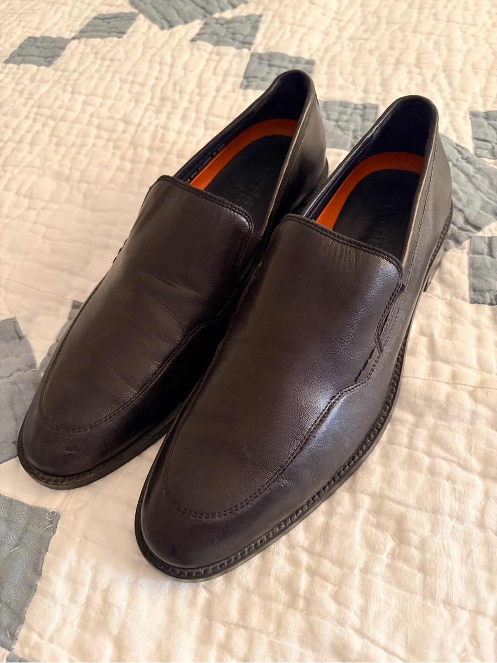 Cole Haan Black Leather Slip-On Loafers - Smooth Apron Toe